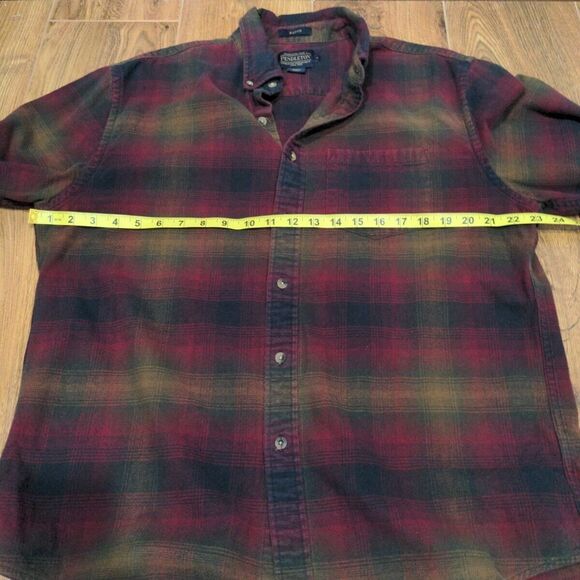 Pendleton Mens Mason Plaid Button Down LS Flannel Shirt Size L Red Gold Casual - Picture 10 of 12